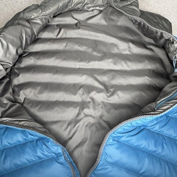 Eddie Bauer Vest Mens Large Blue Gray Down Puffer Quilted Insulated Zip Pockets - Picture 6 of 16